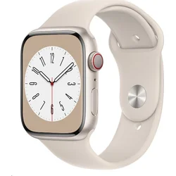 Apple Watch Series 8 GPS + Cellular 45mm Starlight Aluminium Case with Starlight Sport Band - Regular (mnk73cs/a)