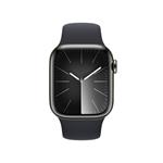 Apple Watch Series 9 41 mm Cellular Graphite Grey z nehrdzavejúcej ocele s tmavým atramentovým športovým remienkom - M/L