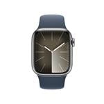 Apple Watch Series 9 41 mm Cellular Silver z nehrdzavejúcej ocele s ľadovo modrým športovým remienkom - S/M