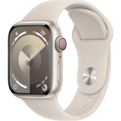 Apple Watch Series 9 41 mm Cellular Star White Aluminium s bielym športovým remienkom Star - S/M