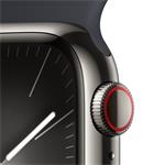 Apple Watch Series 9 41mm Cellular Grafitově šedý nerez s temně inkoustovým sportovním řemínkem - S/M