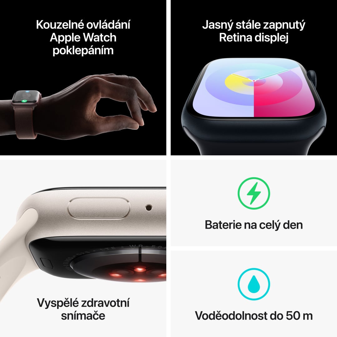 Apple Watch Series 9 41mm Cellular Růžový hliník se světle růžovým provlékacím sportovním řemínkem