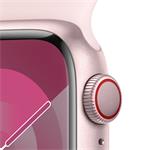 Apple Watch Series 9 41mm Cellular Růžový hliník se světle růžovým sportovním řemínkem - M/L