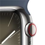 Apple Watch Series 9 41mm Cellular Stříbrný nerez s ledově modrým sportovním řemínkem - S/M
