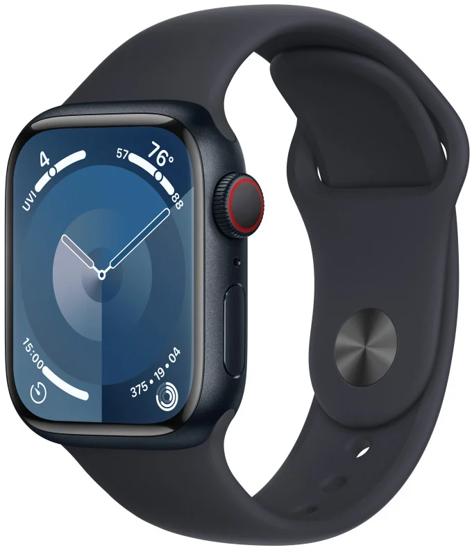 Apple Watch Series 9 41mm Cellular Temně inkoustový hliník s temně inkoustovým sportovním řemínkem
