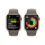 Apple Watch Series 9 41mm Cellular Zlatý nerez s jílově šedým sportovním řemínkem - M/L