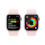 Apple Watch Series 9 41mm Růžový hliník se světle růžovým sportovním řemínkem - S/M