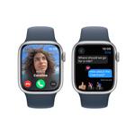 Apple Watch Series 9 41mm Stříbrný hliník s ledově modrým sportovním řemínkem -M/L