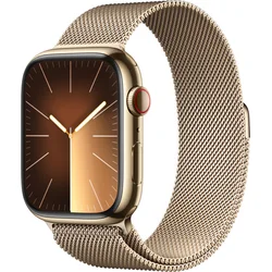 Apple Watch Series 9 45 mm Cellular Gold z nehrdzavejúcej ocele so zlatým milánskym napínačom