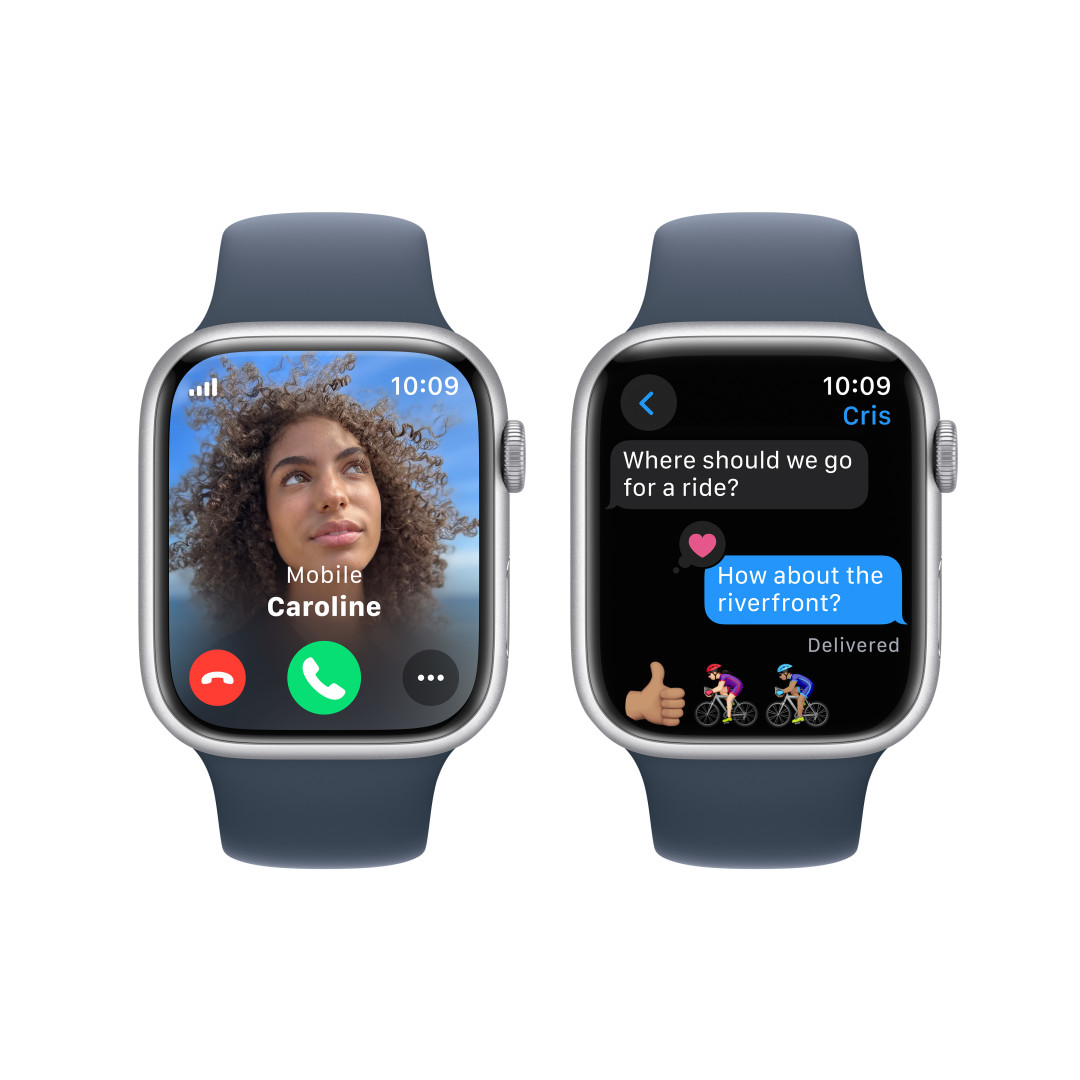 Apple Watch Series 9 45 mm Cellular Silver Aluminium s ľadovo modrým športovým remienkom - S/M
