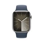 Apple Watch Series 9 45 mm Cellular Silver z nehrdzavejúcej ocele s ľadovo modrým športovým remienkom - S/M