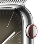 Apple Watch Series 9 45 mm Cellular Silver z nehrdzavejúcej ocele so strieborným milánskym napínačom