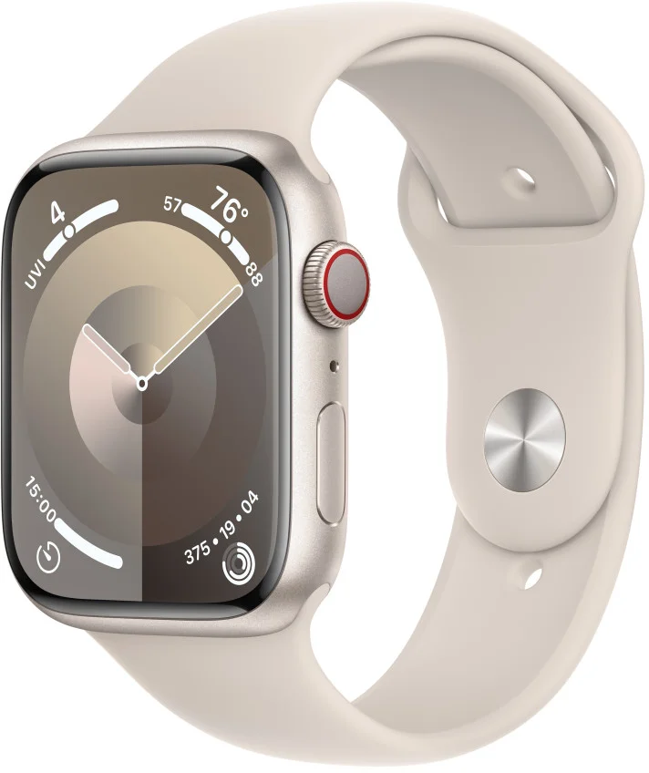 Apple Watch Series 9 45 mm Cellular Star White Aluminium s bielym športovým remienkom Star - S/M