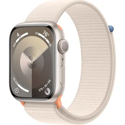 Apple Watch Series 9 45 mm Star White Aluminium s bielym športovým remienkom Star White