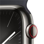 Apple Watch Series 9 45mm Cellular Grafitově šedý nerez s temně inkoustovým sportovním řemínkem - M/L