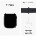 Apple Watch Series 9 45mm Cellular Grafitově šedý nerez s temně inkoustovým sportovním řemínkem - S/M