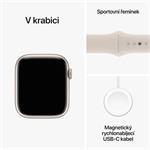 Apple Watch Series 9 45mm Cellular Hvězdně bílý hliník s hvězdně bílým sportovním řemínkem - S/M