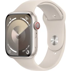 Apple Watch Series 9 45mm Cellular Hvězdně bílý hliník s hvězdně bílým sportovním řemínkem - S/M