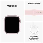 Apple Watch Series 9 45mm Cellular Růžový hliník se světle růžovým sportovním řemínkem - M/L