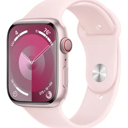 Apple Watch Series 9 45mm Cellular Růžový hliník se světle růžovým sportovním řemínkem - M/L