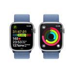 Apple Watch Series 9 45mm Cellular Stříbrný hliník s ledově modrým provlékacím sportovním řemínkem