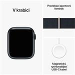 Apple Watch Series 9 45mm Cellular Temně inkoustový hliník s temně inkoustovým provlékacím sportovním řemínkem