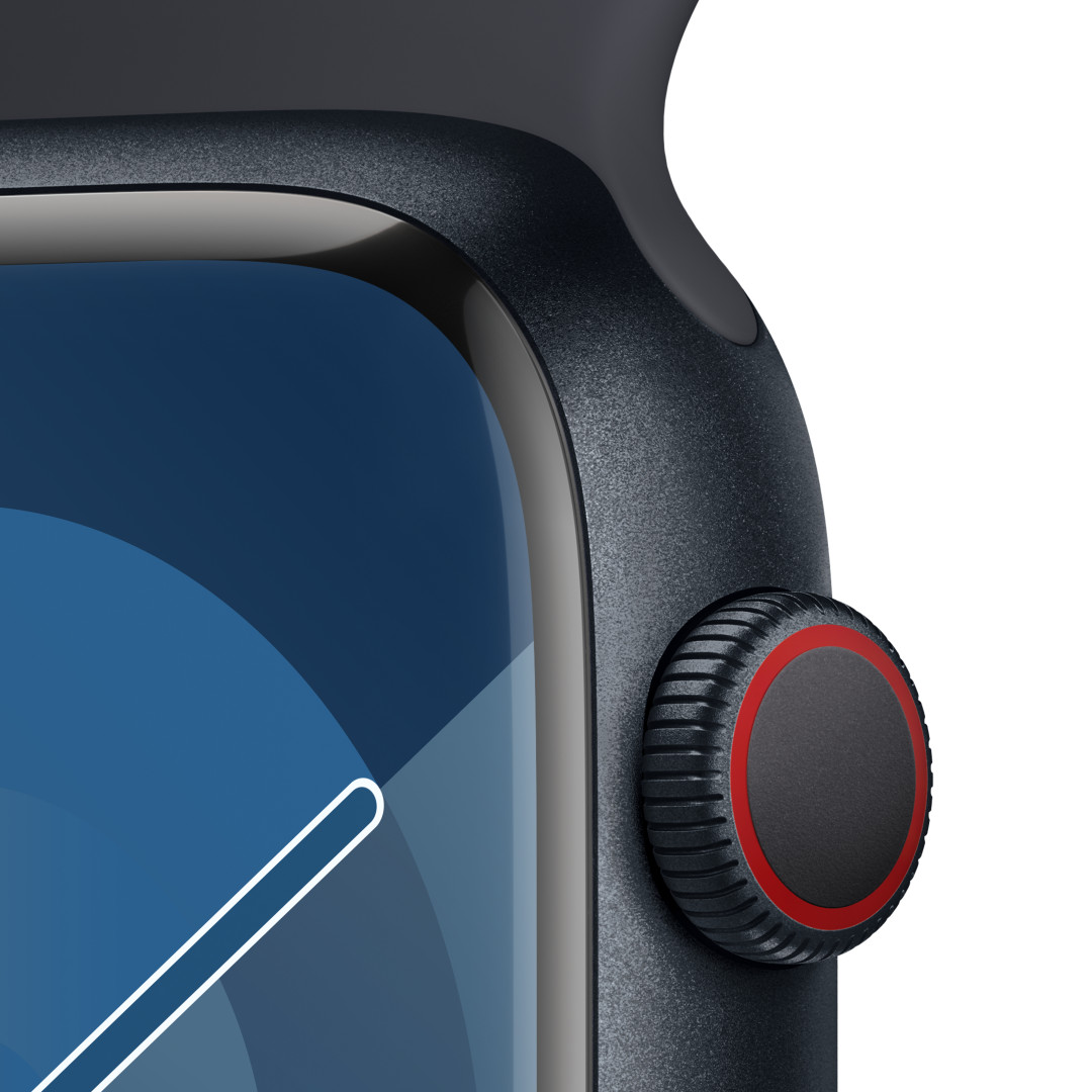 Apple Watch Series 9 45mm Cellular Temně inkoustový hliník s temně inkoustovým sportovním řemínkem - M/L