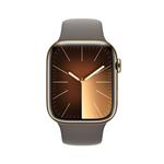 Apple Watch Series 9 45mm Cellular Zlatý nerez s jílově šedým sportovním řemínkem - M/L