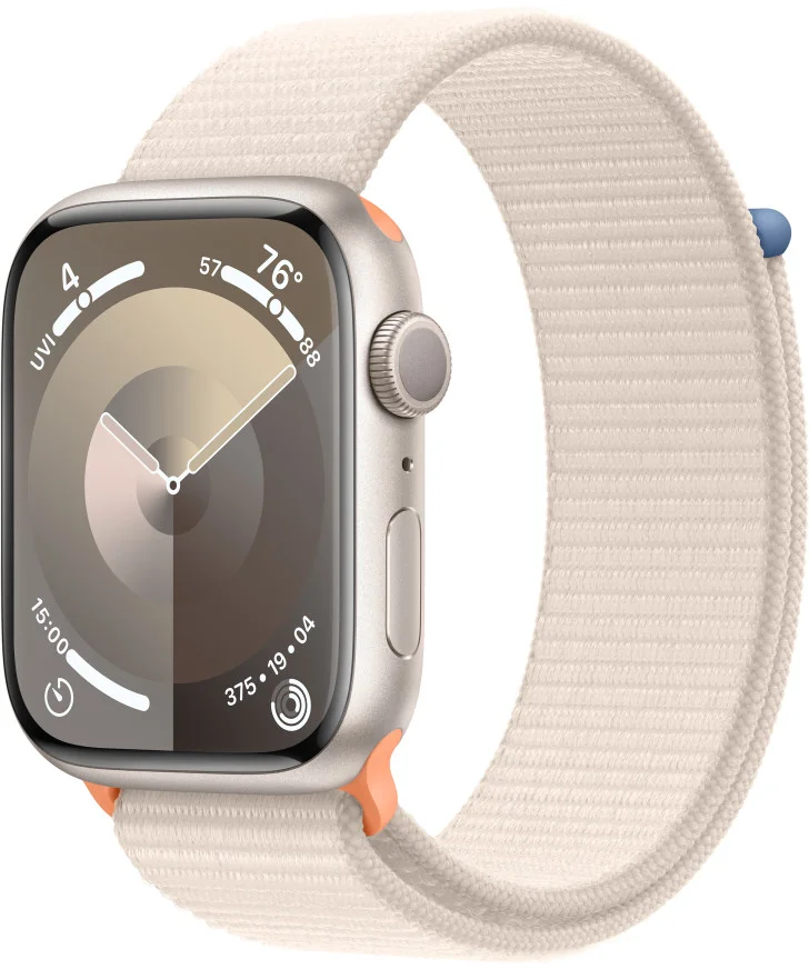 Apple Watch Series 9 45mm Hvězdně bílý hliník s hvězdně bílým provlékacím sportovním řemínkem