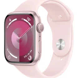 Apple Watch Series 9 45mm Růžový hliník se světle růžovým sportovním řemínkem - S/M