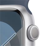 Apple Watch Series 9 45mm Stříbrný hliník s ledově modrým sportovním řemínkem - S/M