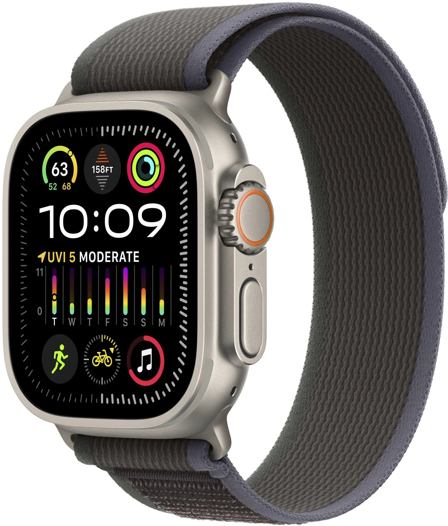 Apple Watch Ultra 2 49mm titanové pouzdro s černo-modrým trailovým tahem - S/M