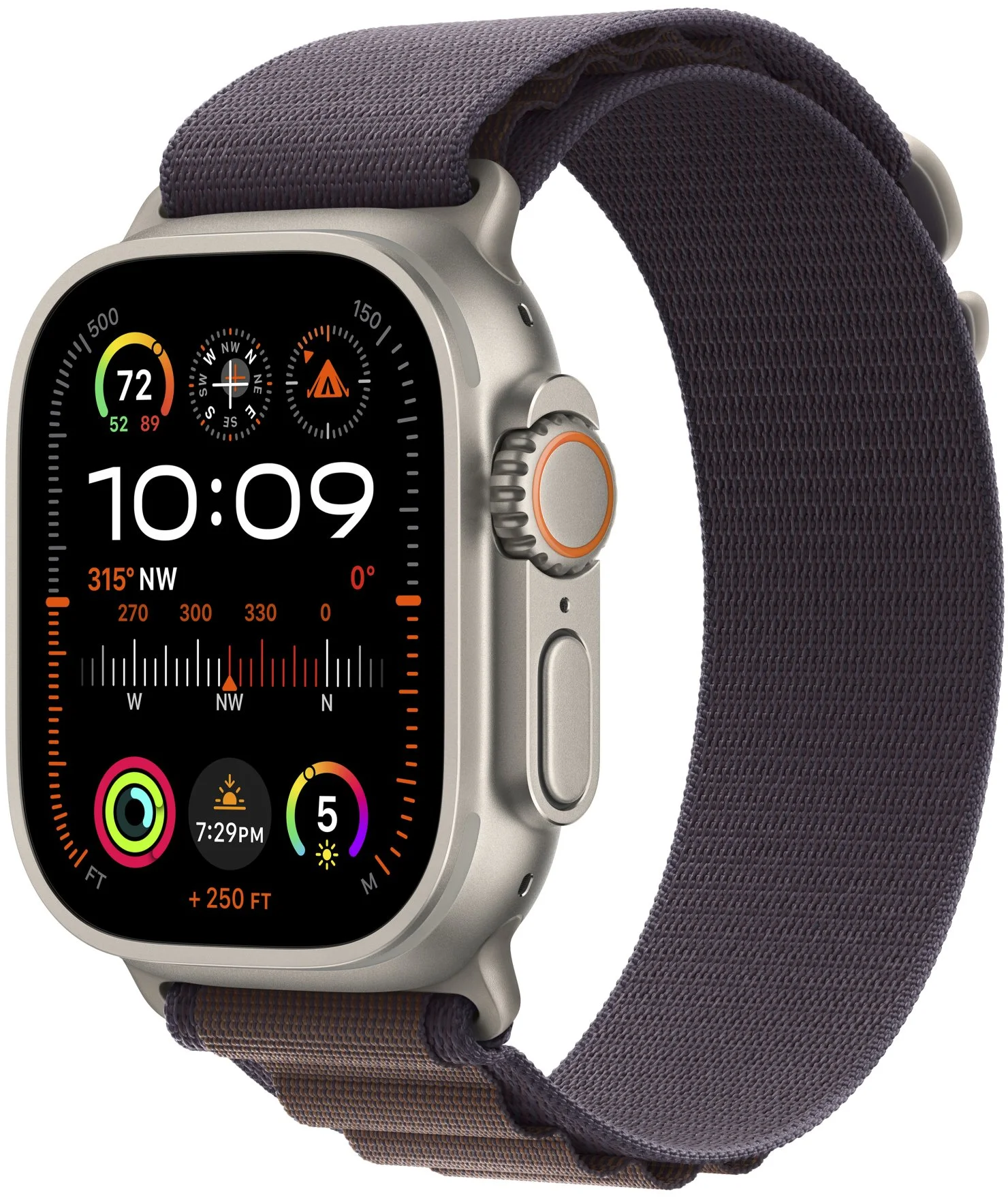 Apple Watch Ultra 2 49mm titanové pouzdro s indigo alpským tahem - Large