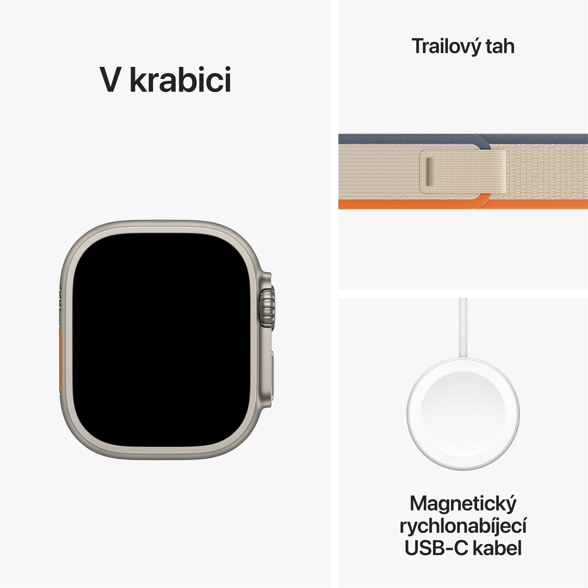 Apple Watch Ultra 2 49mm titanové pouzdro s oranžovo-béžovým trailovým tahem - S/M