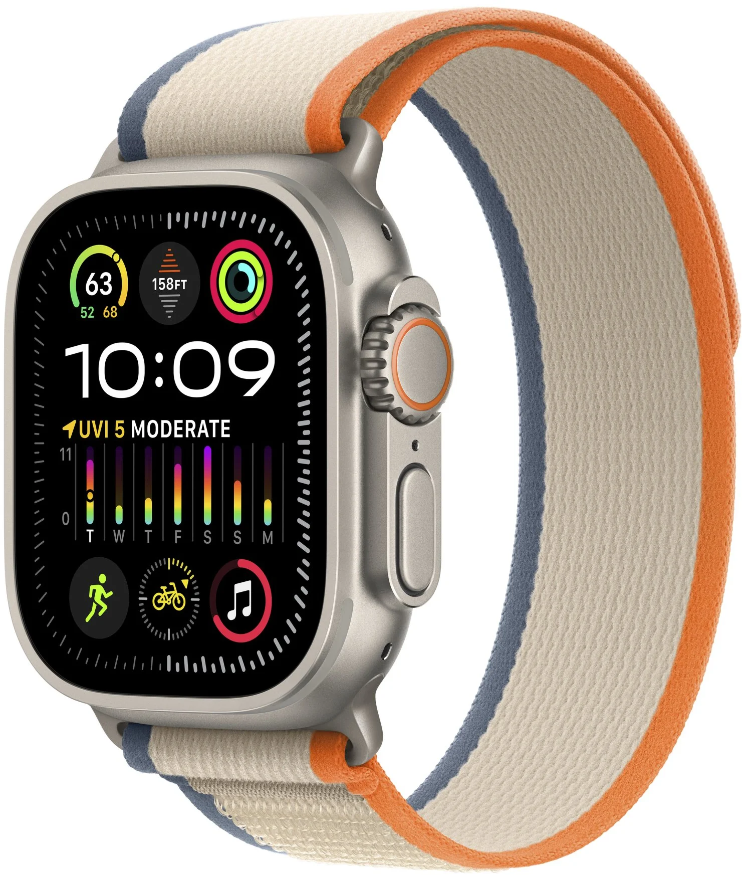 Apple Watch Ultra 2 49mm titanové pouzdro s oranžovo-béžovým trailovým tahem - S/M