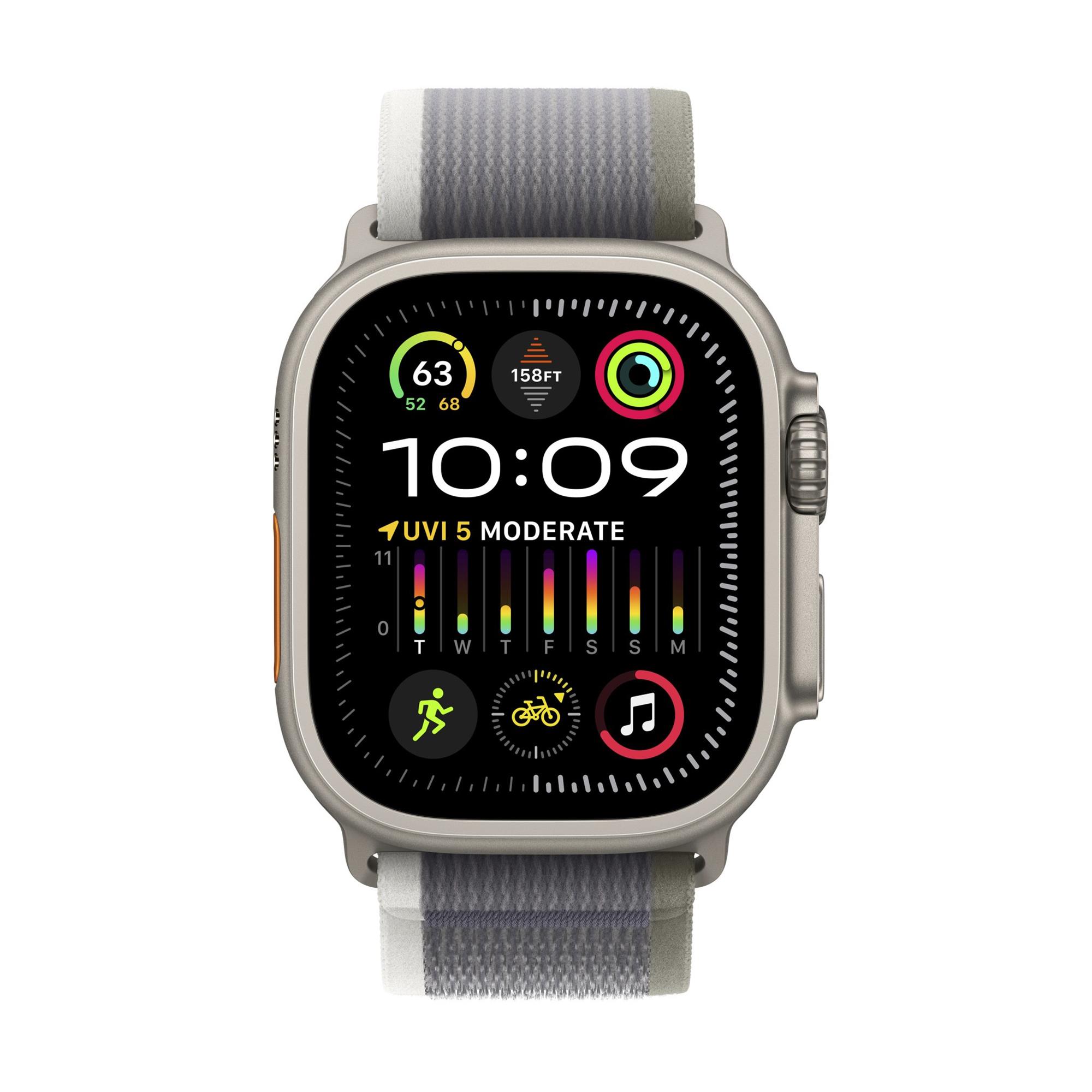 Apple Watch Ultra 2 49mm titanové pouzdro se zeleno-šedým trailovým tahem - S/M