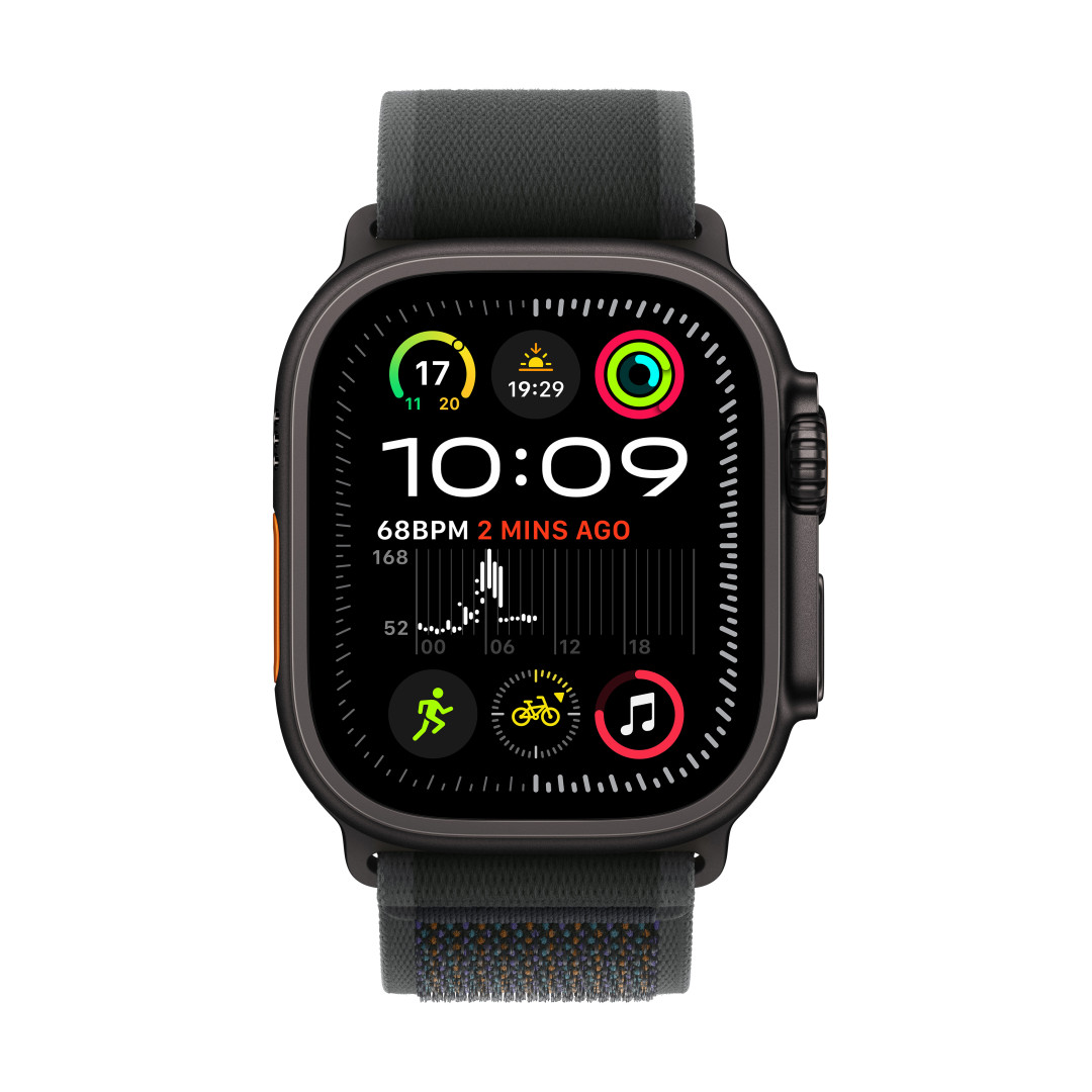Apple Watch Ultra 2 GPS + Cellular 49 mm čierne titánové puzdro s čiernou slučkou Trail Loop - S/M (MX4U3CS/A)