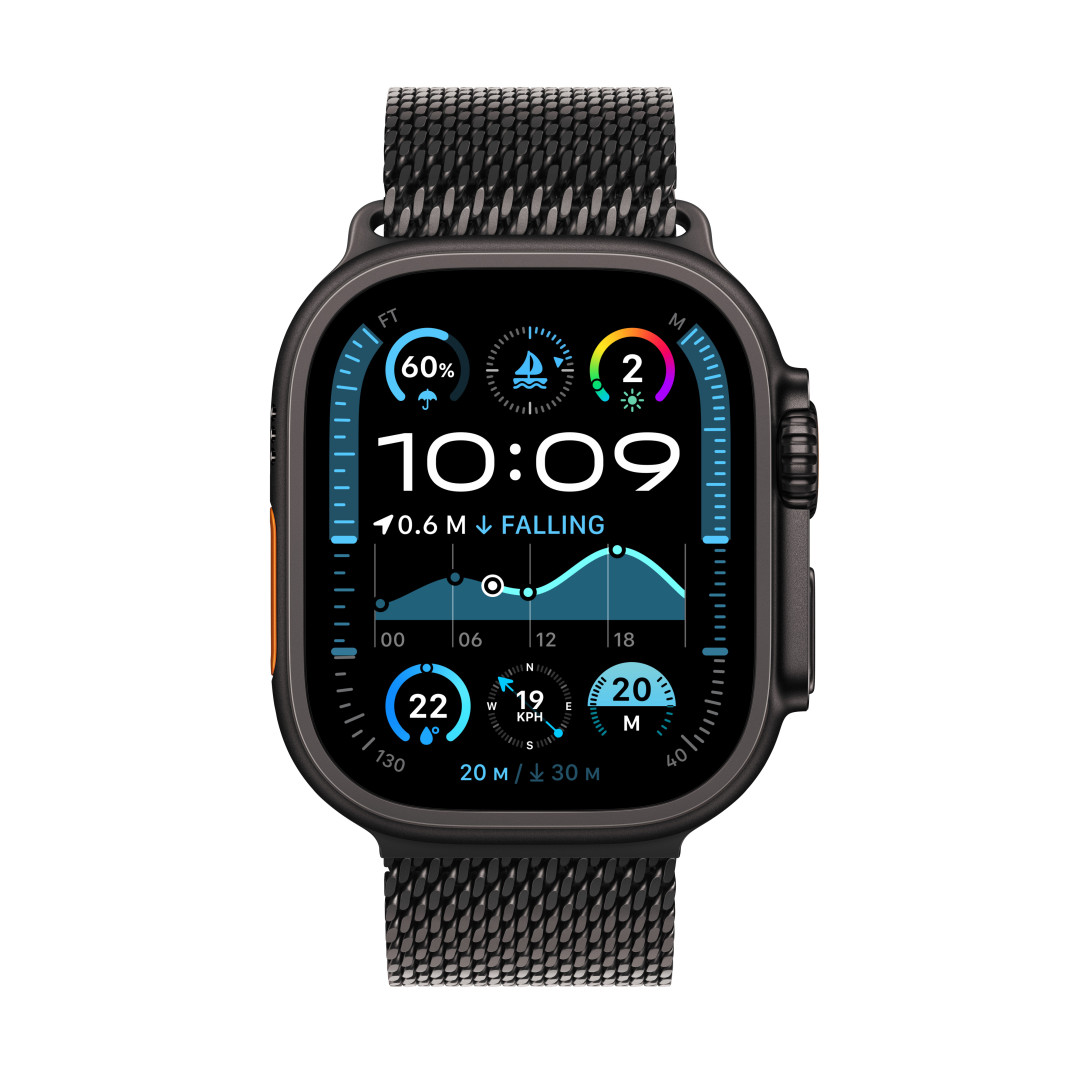 Apple Watch Ultra 2 GPS + Cellular 49 mm čierne titánové puzdro s čiernou titánovou milánskou slučkou - S (MX4W3CS/A)