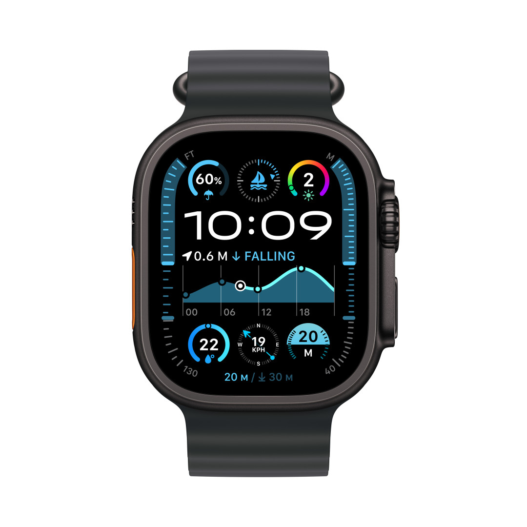 Apple Watch Ultra 2 GPS + Cellular 49 mm čierne titánové puzdro s čiernym oceánskym remienkom (MX4P3CS/A)