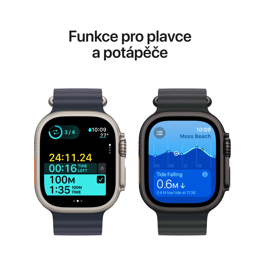Apple Watch Ultra 2 GPS + Cellular 49mm Natural Titanium Case with Blue Trail Loop - M/L (MX4L3CS/A)