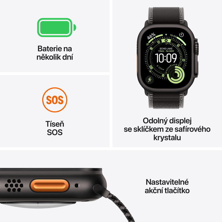 Apple Watch Ultra 3 GPS + Cellular 49mm Titanium Case Black - S/M
