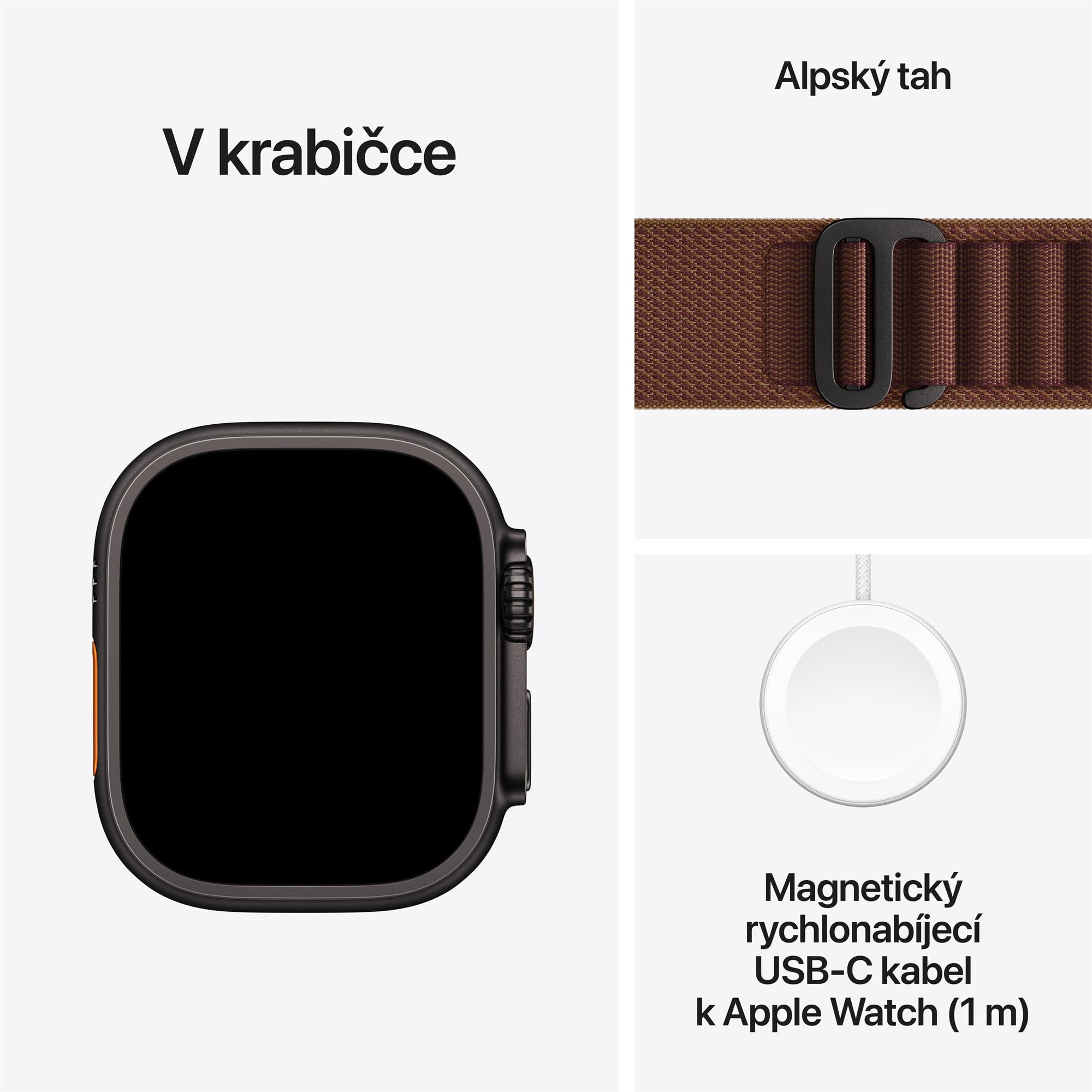Apple Watch Ultra 4 GPS + Cellular 49 mm, čierne titánové puzdro s burgundským remienkom Alpine Loop – S