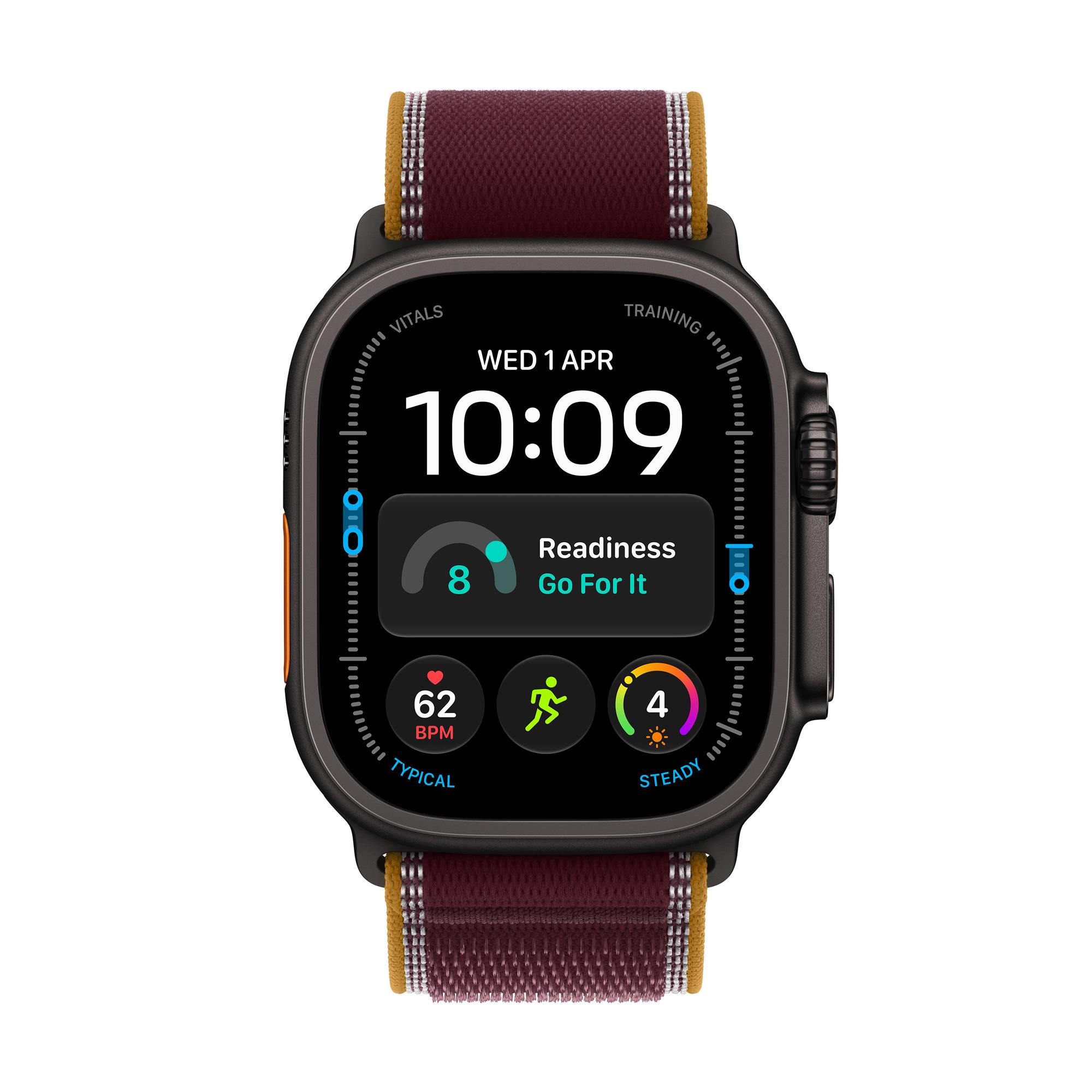 Apple Watch Ultra 4 GPS + Cellular 49mm Black Titanium Case with Burgundy Trail Loop - M/L