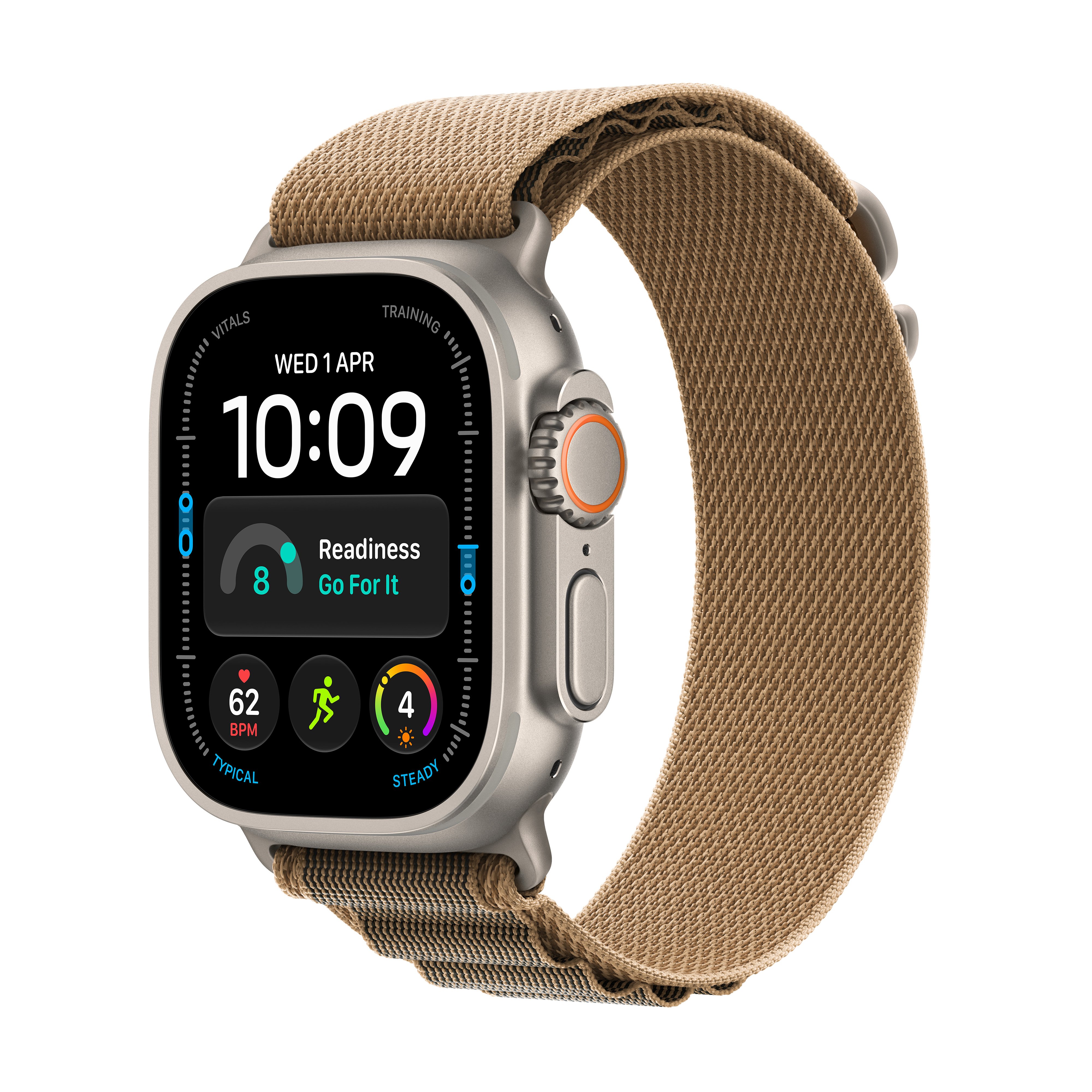 Apple Watch Ultra 4 GPS + Cellular 49mm Natural Titanium Case with Desert Alpine Loop - M
