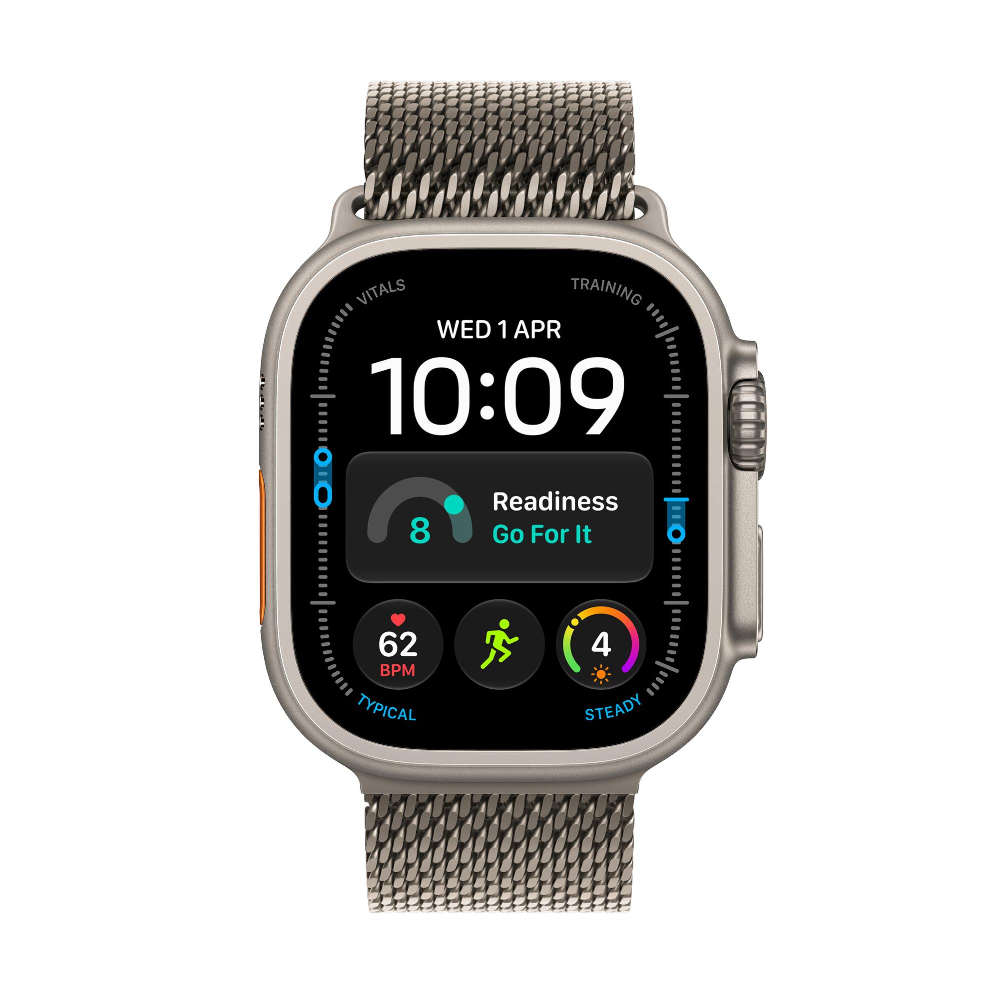 Apple Watch Ultra 4 GPS + Cellular 49mm Natural Titanium Case with Natural Titanium Milanese Loop - M