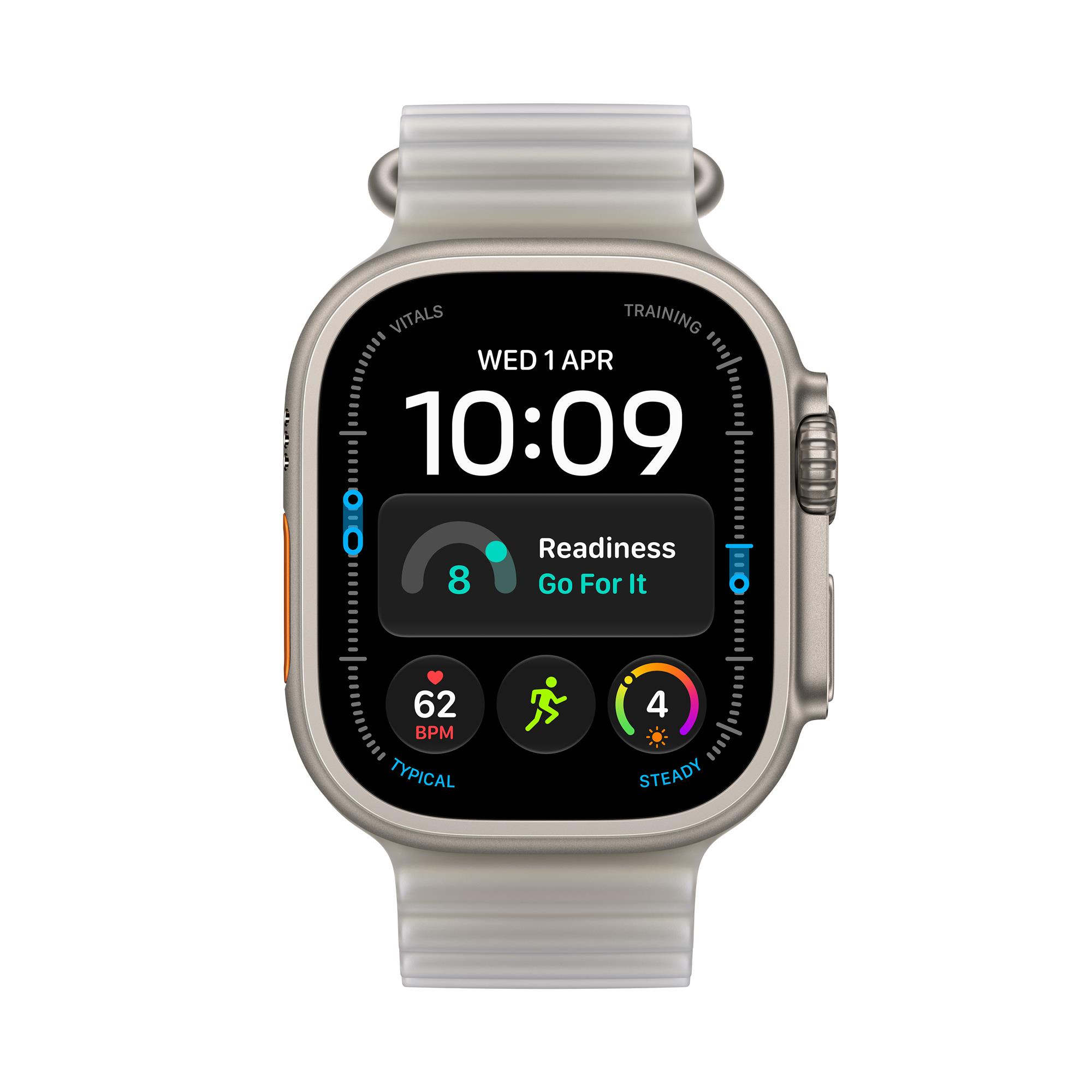 Apple Watch Ultra 4 GPS + Cellular 49mm Natural Titanium Case with Translucent Grey Ocean Band