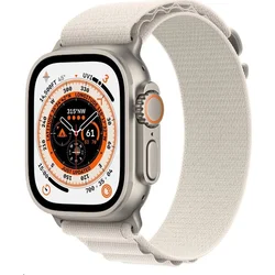 Apple Watch Ultra GPS + Cellular, 49mm Titanium Case with Starlight Alpine Loop - Large (mqft3cs/a)