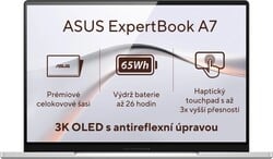 ASUS ExpertBook A7 A7406CMA-OLEDC716512W Lunar Silver celokovový (bez adaptéru) 3 roky záruka Next Business Day