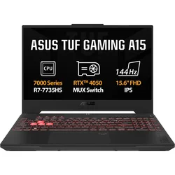 ASUS TUF Gaming A15/FA507NU/R7-7735HS/15,6"/FHD/16GB/1TB SSD/RTX 4050/bez OS/Gray/2R