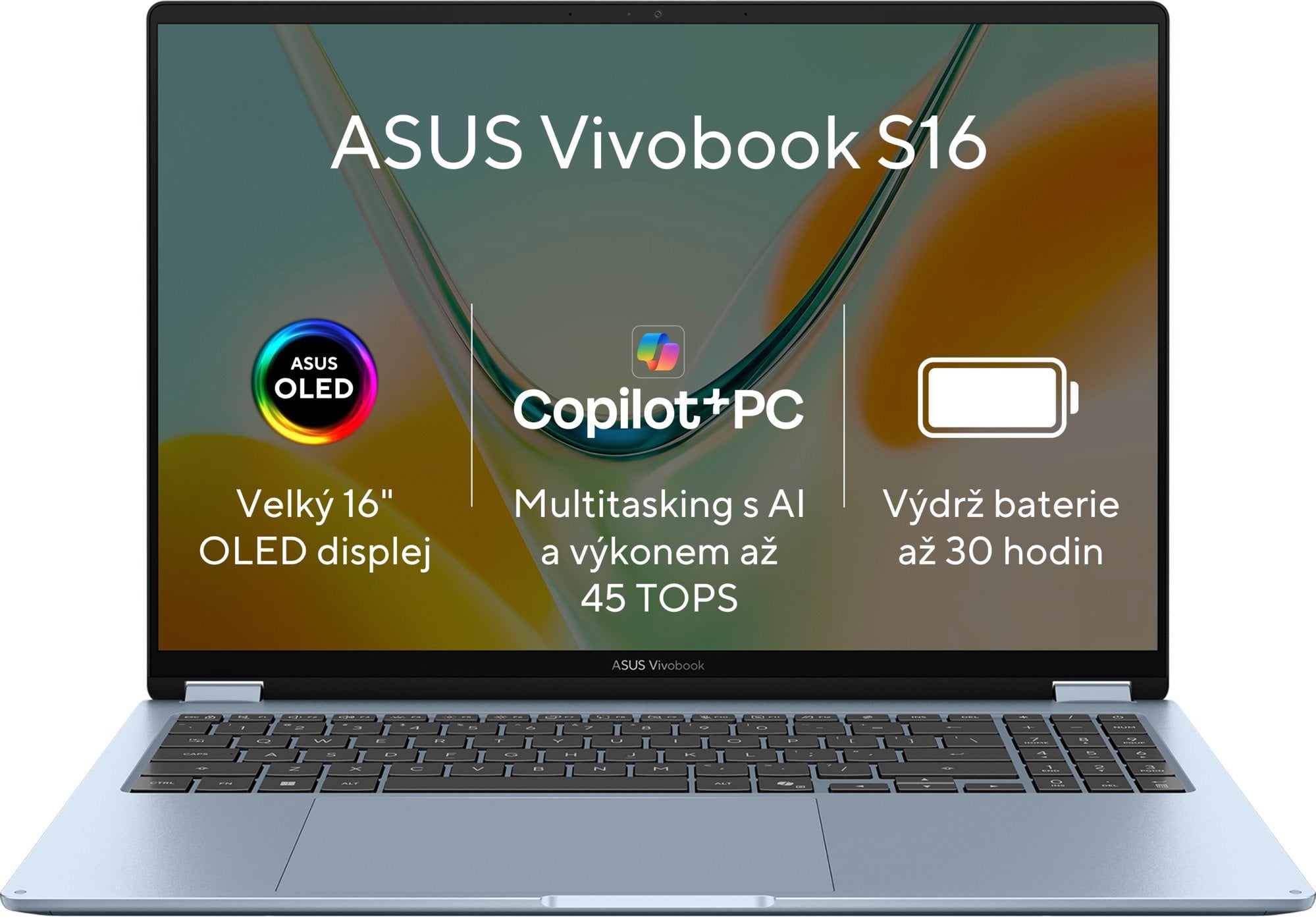 ASUS Vivobook S16 S5608QA-OLED327W Light Blue celokovový (bez adaptéru)